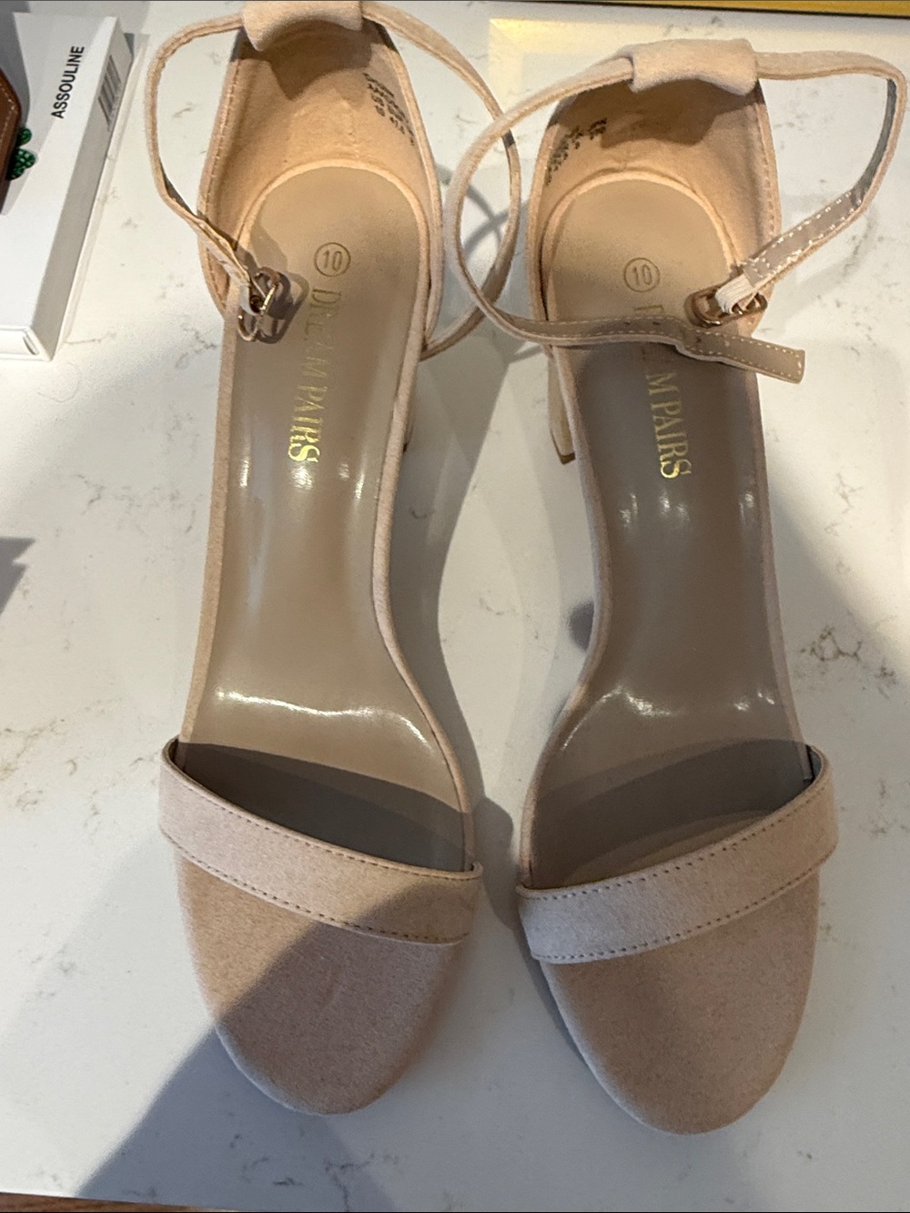 NWOT Dream Pairs Nude Ankle-Strap Suede Heels